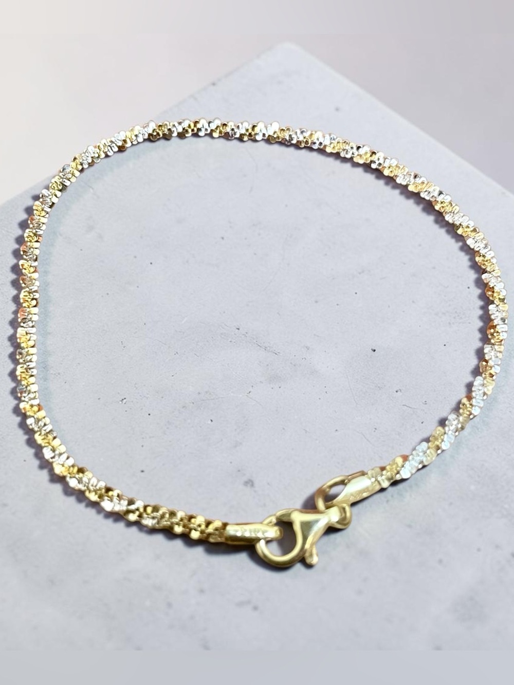 Two Tone Twisted Rock Sterling Silver Dainy Bracelet Made in Italy NWOT
